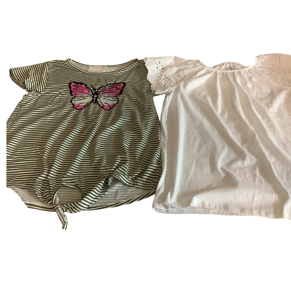 Btween & Cat & Jack Size 14 Girls Striped Top and White Top. Preloved